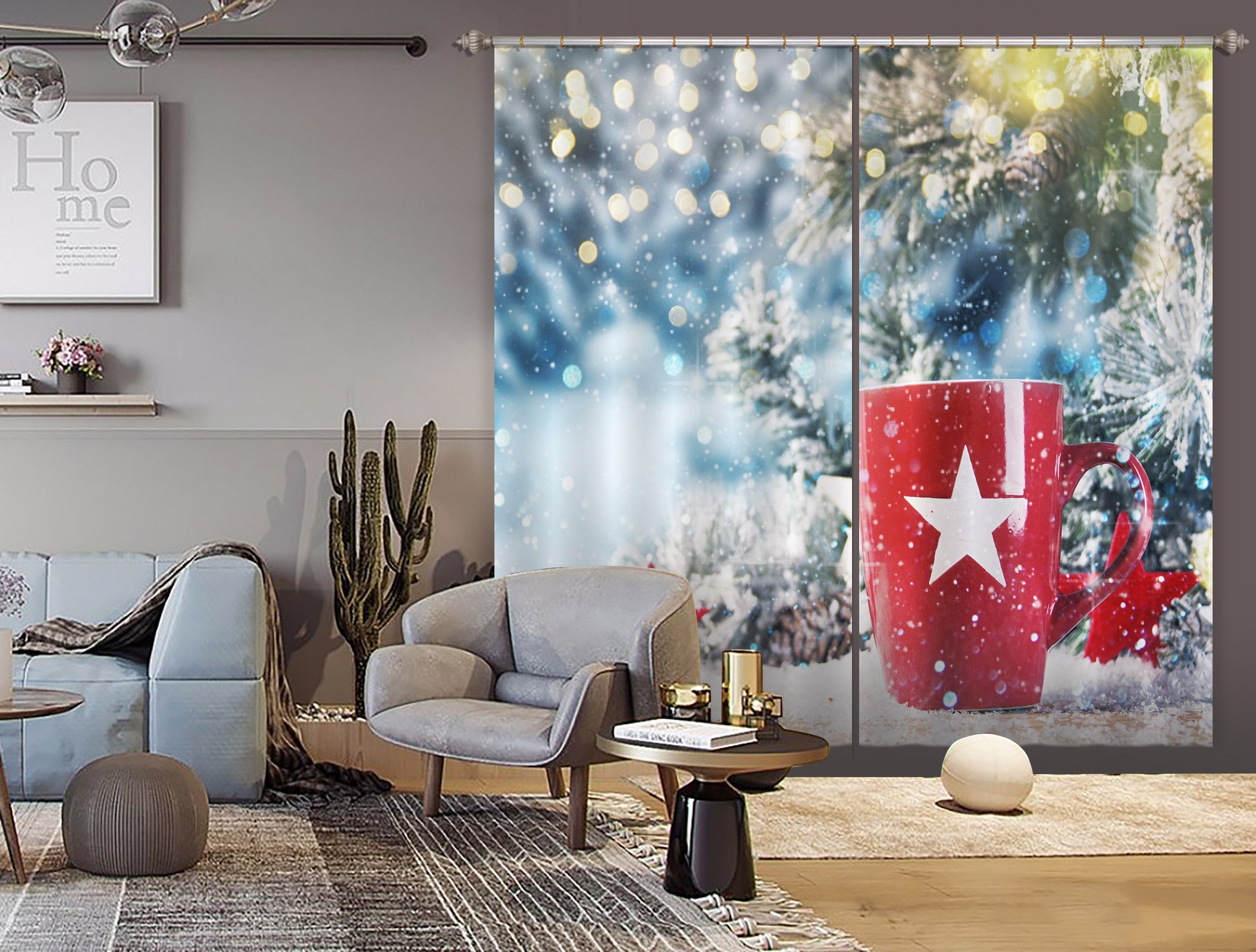 3D Red Water Flass 52045 Christmas Curtains Drapes Xmas