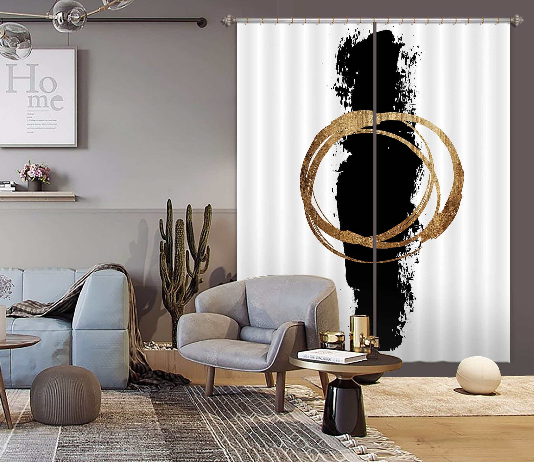 3D Circle And Line 1026 Boris Draschoff Curtain Curtains Drapes Curtains AJ Creativity Home 