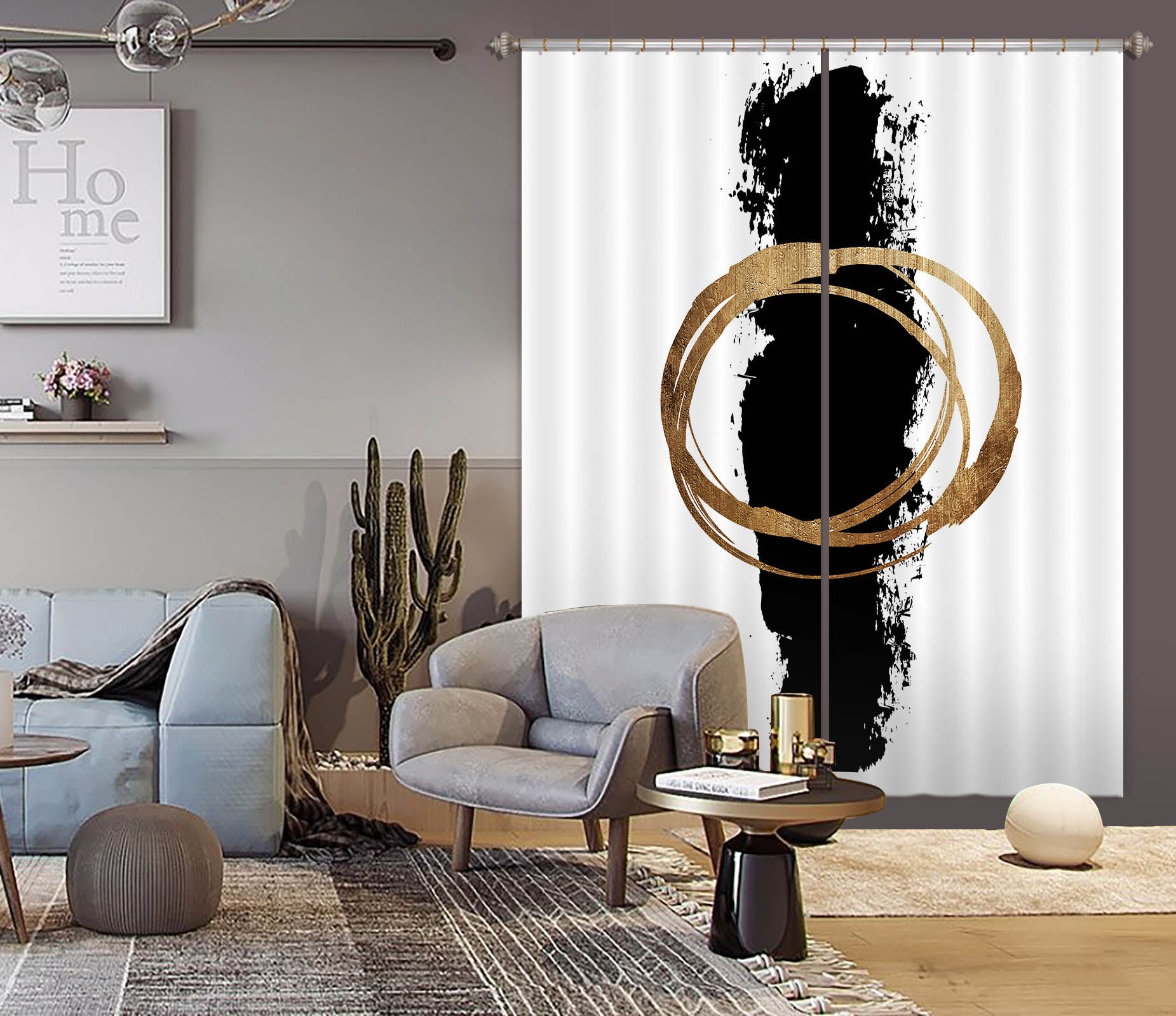 3D Circle And Line 1026 Boris Draschoff Curtain Curtains Drapes