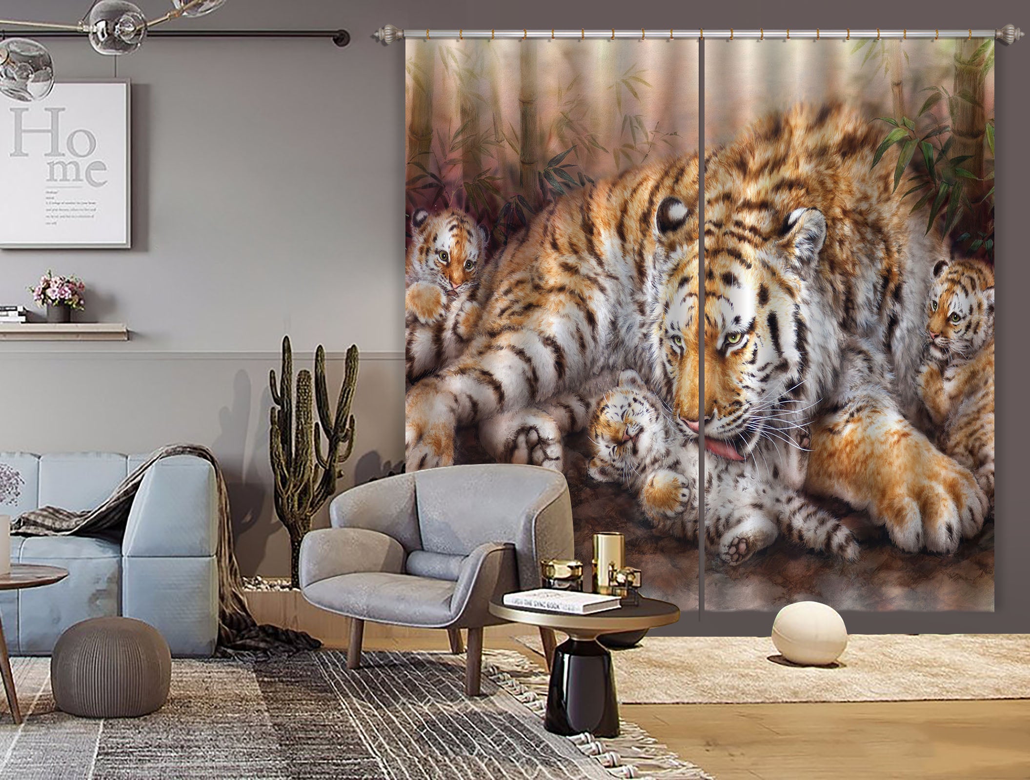 3D Baby Tiger 9068 Kayomi Harai Curtain Curtains Drapes