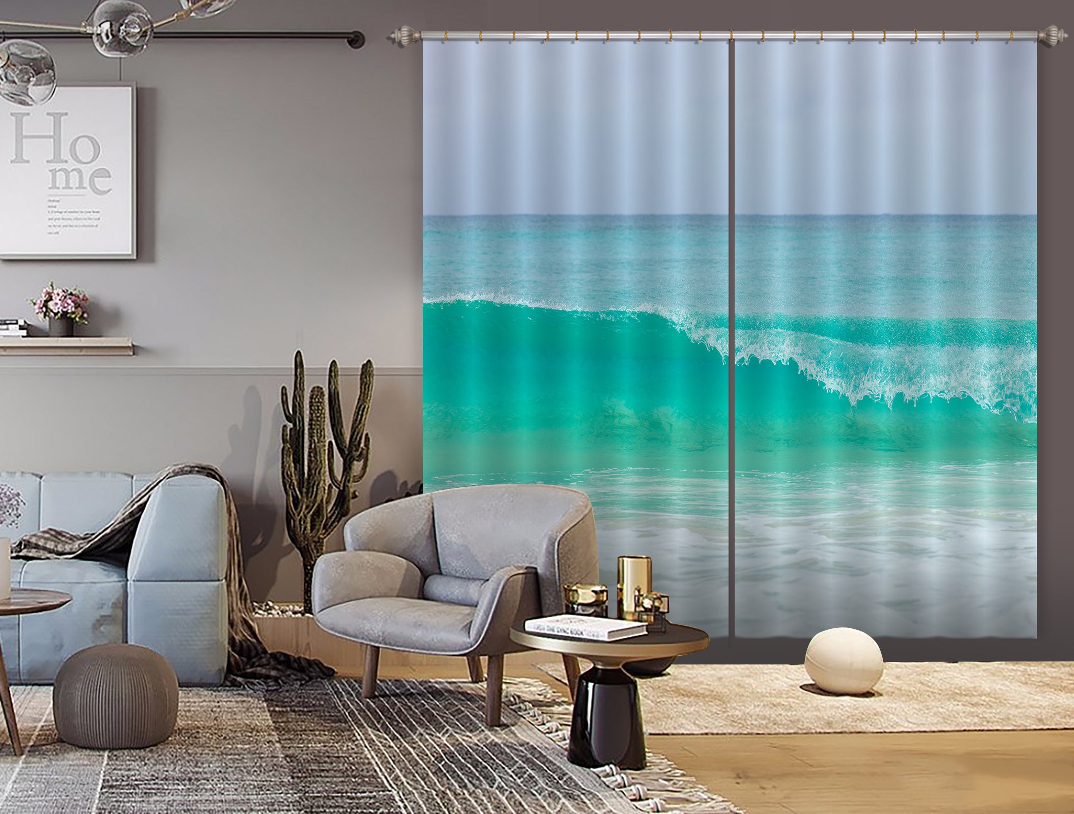 3D Blue Ocean 6531 Assaf Frank Curtain Curtains Drapes