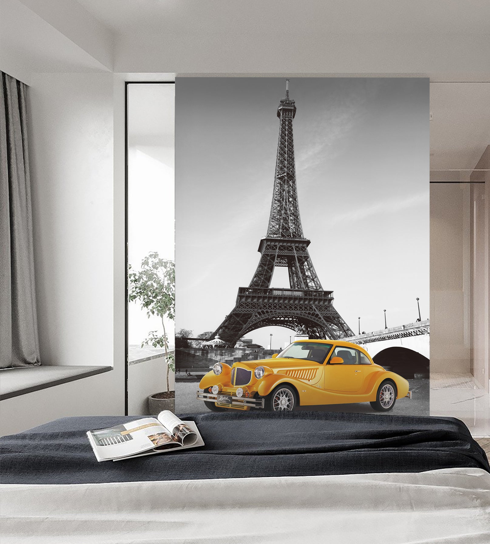 3D Eiffel Tower Car 438 Vehicle Wall Murals