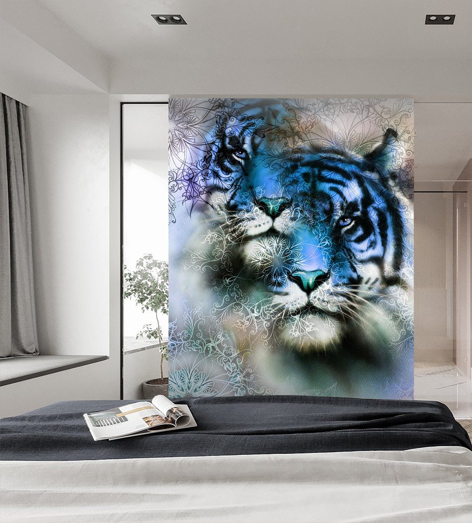 3D Blue Tiger 137 Wall Murals Wallpaper AJ Wallpaper 2 