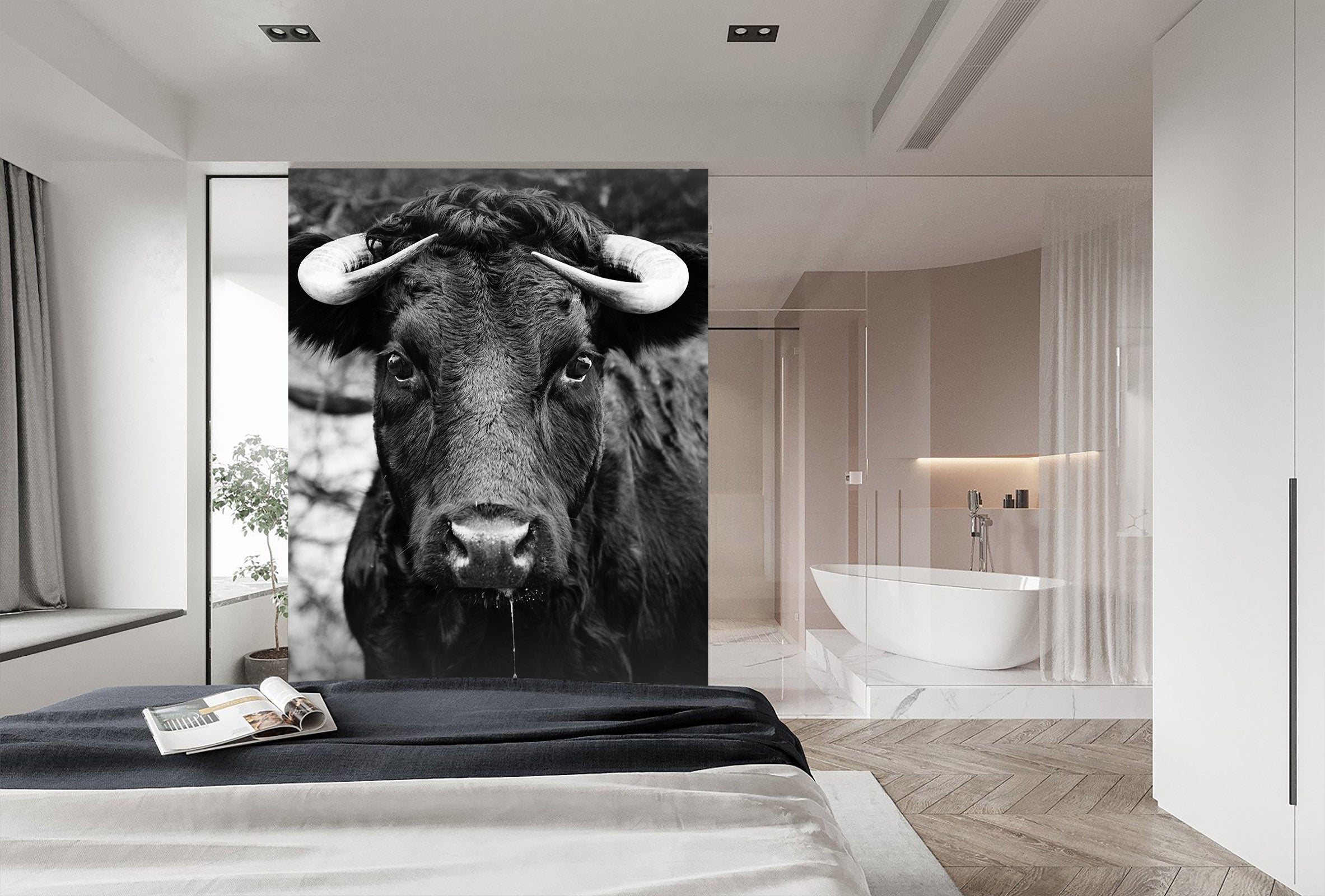 3D Black Cow 434 Wall Murals