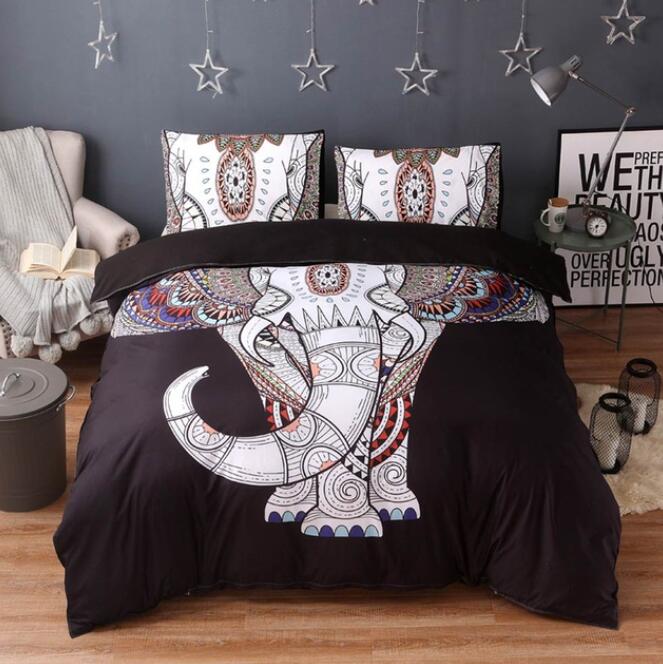 3D Black Elephant 5074 Bed Pillowcases Quilt
