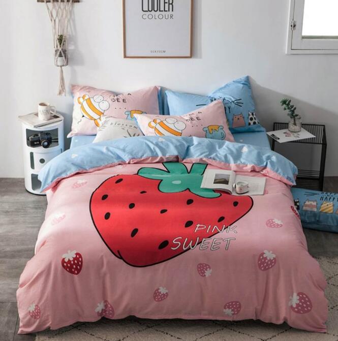 3D Big Strawberry 7130 Bed Pillowcases Quilt