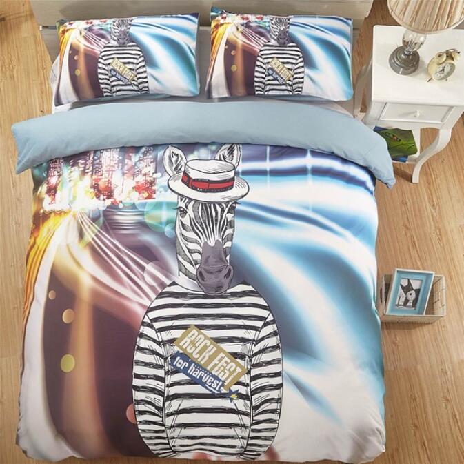 3D Zebra 6172 Bed Pillowcases Quilt
