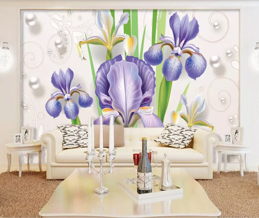 3D Purple Flower WC758 Wall Murals