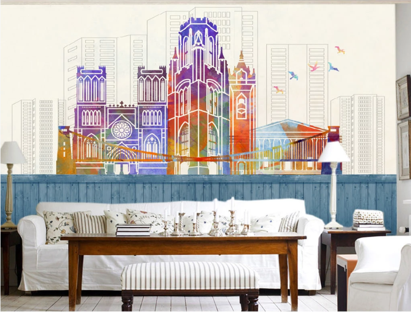 3D Color Building WC486 Wall Murals