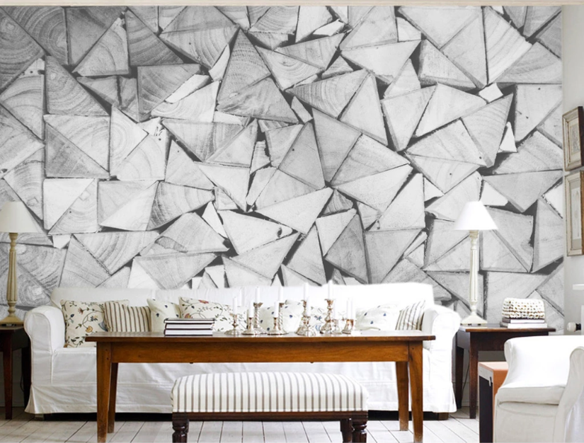 3D White Triangle WC341 Wall Murals