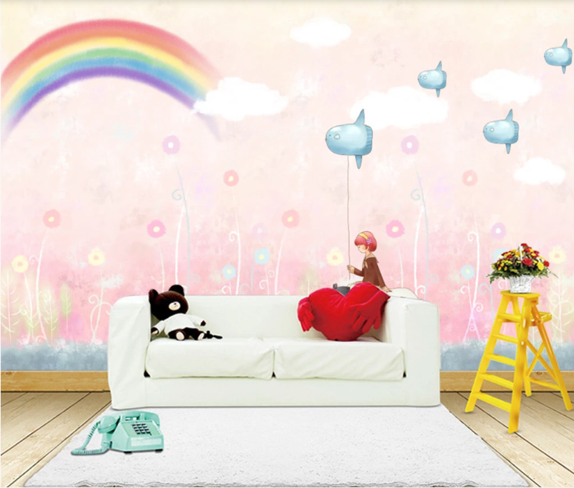 3D Cartoon Rainbow WC235 Wall Murals