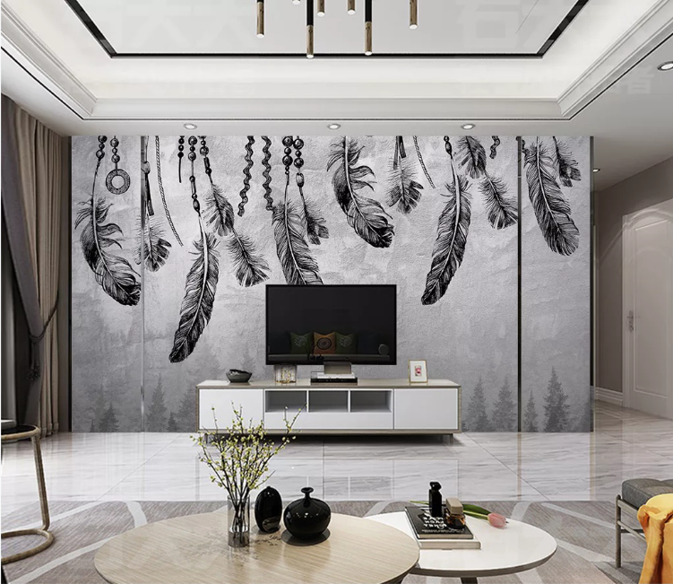 3D Graffiti Feathers WC2457 Wall Murals