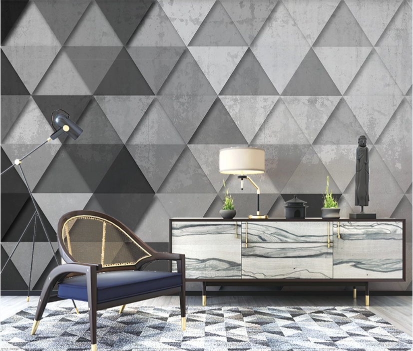 3D Black Gradient Triangle WC2028 Wall Murals