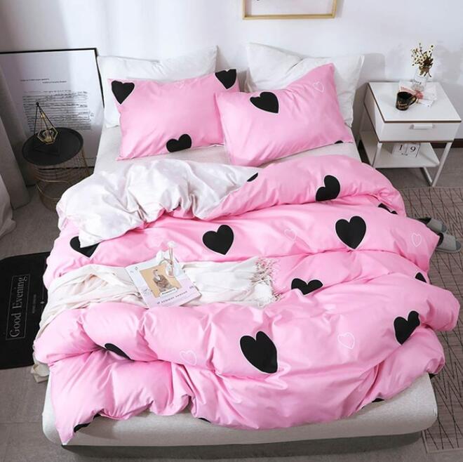 3D Black Heart On Pink 5078 Bed Pillowcases Quilt