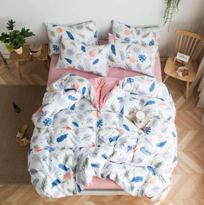 3D Blue Leaves 7044 Bed Pillowcases Quilt