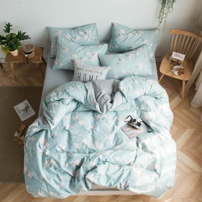 3D Light Blue White Flower 7050 Bed Pillowcases Quilt