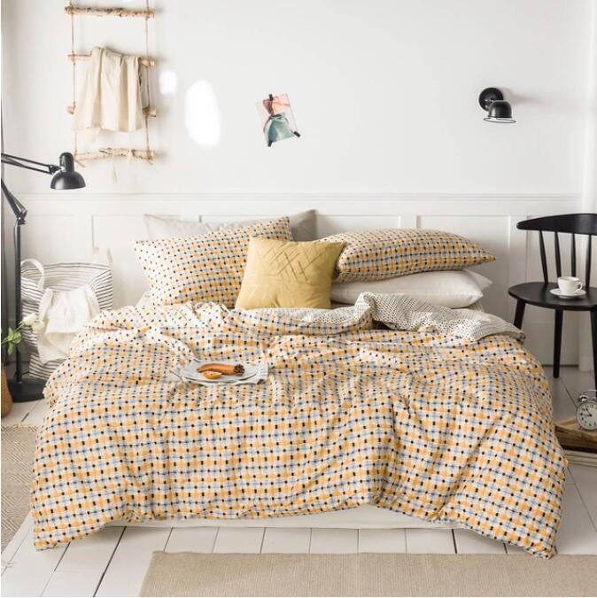 3D Yellow Small Grid 2199 Bed Pillowcases Quilt