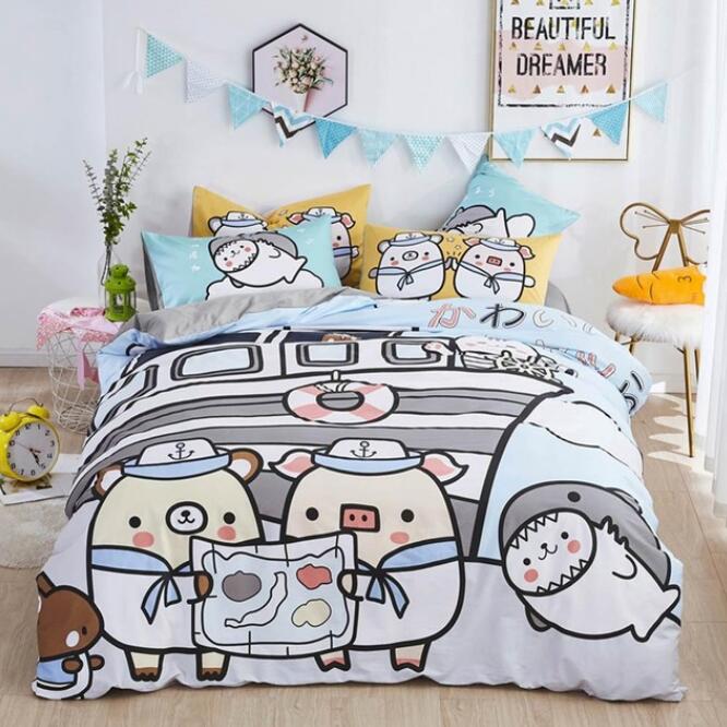 3D Pig Bear 5051 Bed Pillowcases Quilt