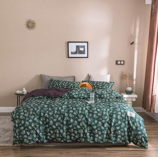 3D Dark Green Background Small Floral 6190 Bed Pillowcases Quilt
