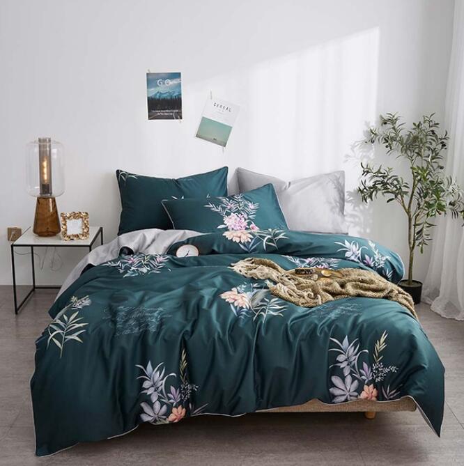 3D Dark Green 7040 Bed Pillowcases Quilt