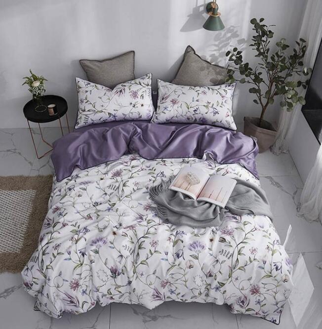 3D Purple Floral 7091 Bed Pillowcases Quilt