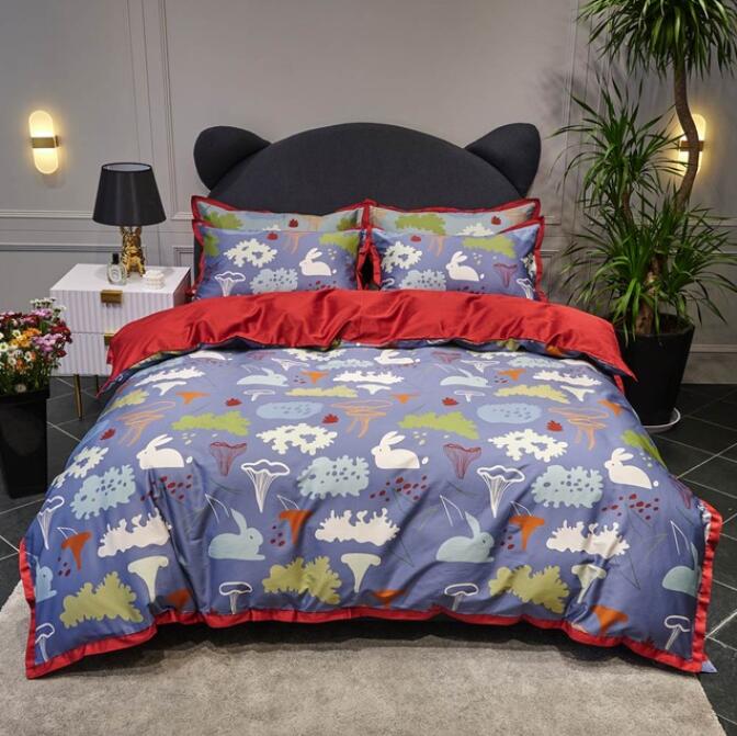 3D Purple White Rabbit 7076 Bed Pillowcases Quilt