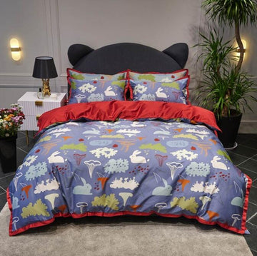 3D Purple White Rabbit 7076 Bed Pillowcases Quilt