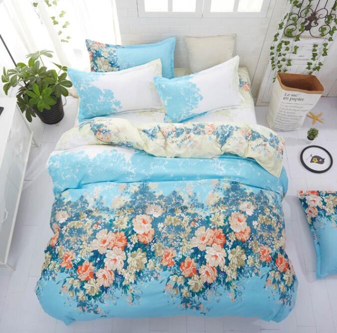 3D Blue Flowers 7171 Bed Pillowcases Quilt