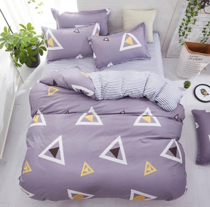 3D Purple Triangle 5087 Bed Pillowcases Quilt