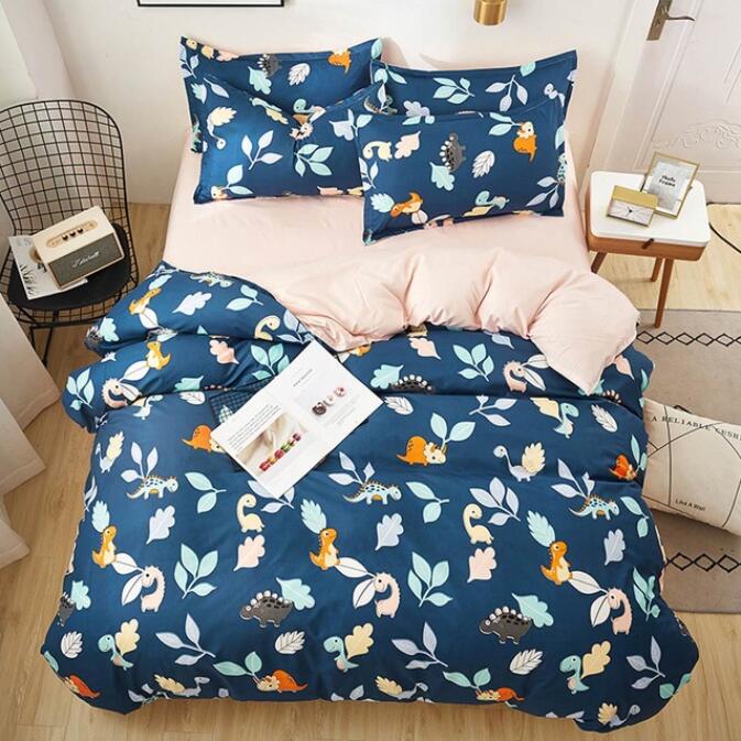 3D Dark Blue Background Flower Leaves 5120 Bed Pillowcases Quilt