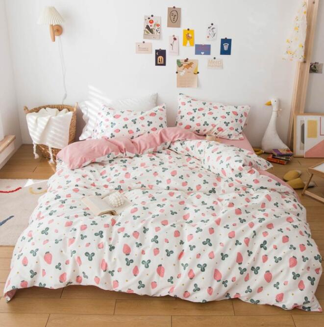3D Pink Small Strawberry 5029 Bed Pillowcases Quilt