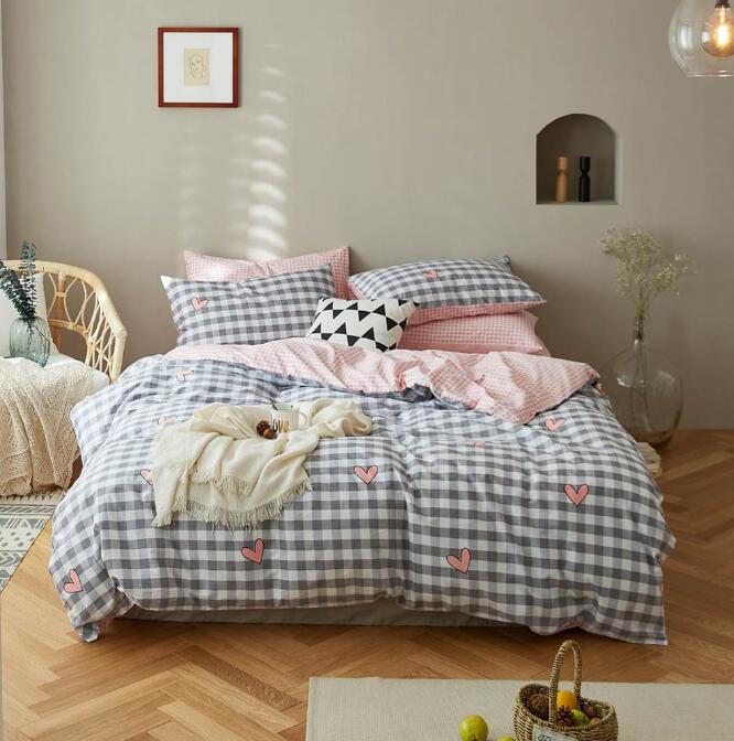 3D Black Small Plaid Pink Love 6163 Bed Pillowcases Quilt