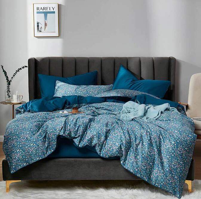 3D Blue Dark Flower 6154 Bed Pillowcases Quilt