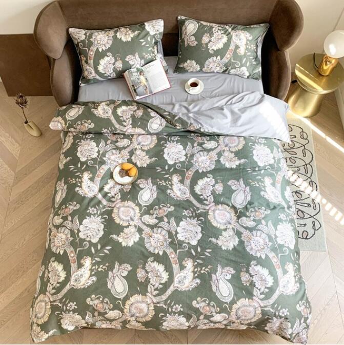 3D Green Background White Pattern 7116 Bed Pillowcases Quilt