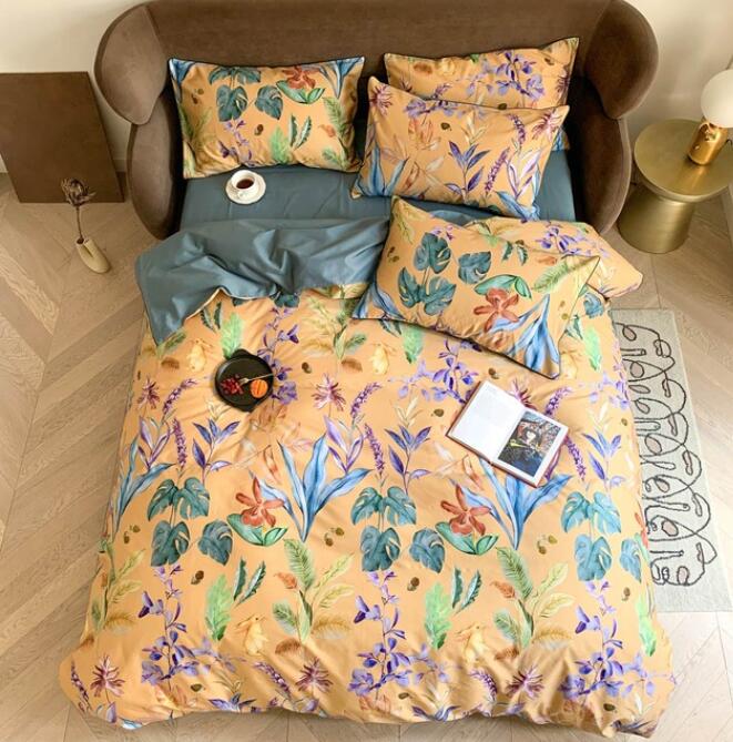 3D Yellow Background Flower 7119 Bed Pillowcases Quilt