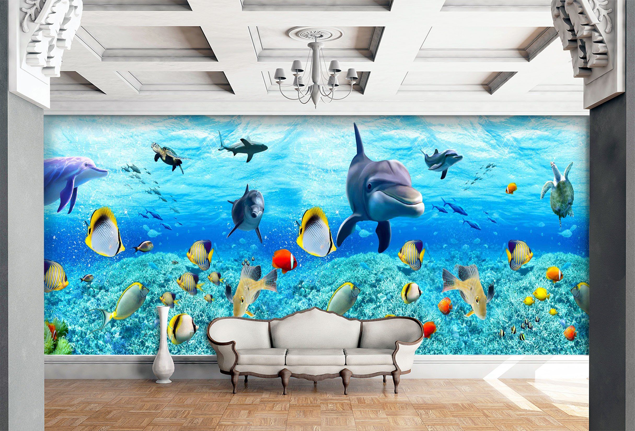 3D Dolphin Fish Stone 733 Wallpaper AJ Wallpaper 