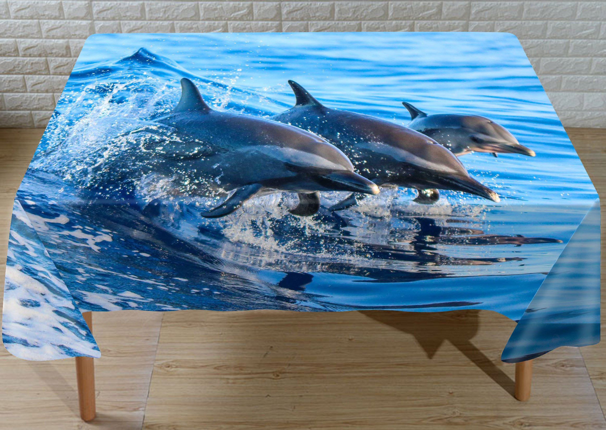 3D Ocean Dolphins 678 Tablecloths Wallpaper AJ Wallpaper 
