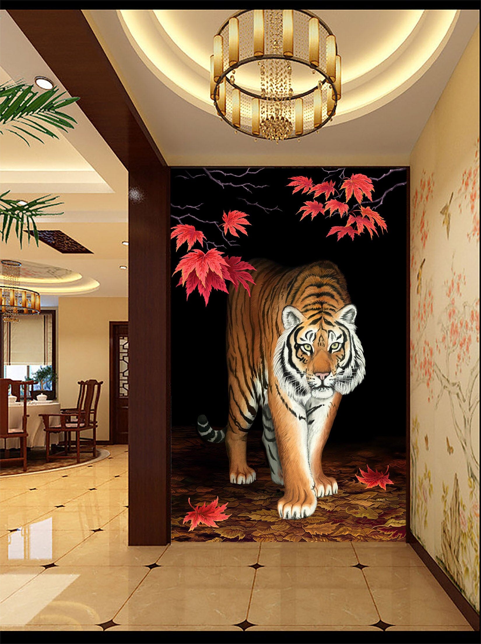3D Leaf Tiger 1097 Wall Murals Wallpaper AJ Wallpaper 2 