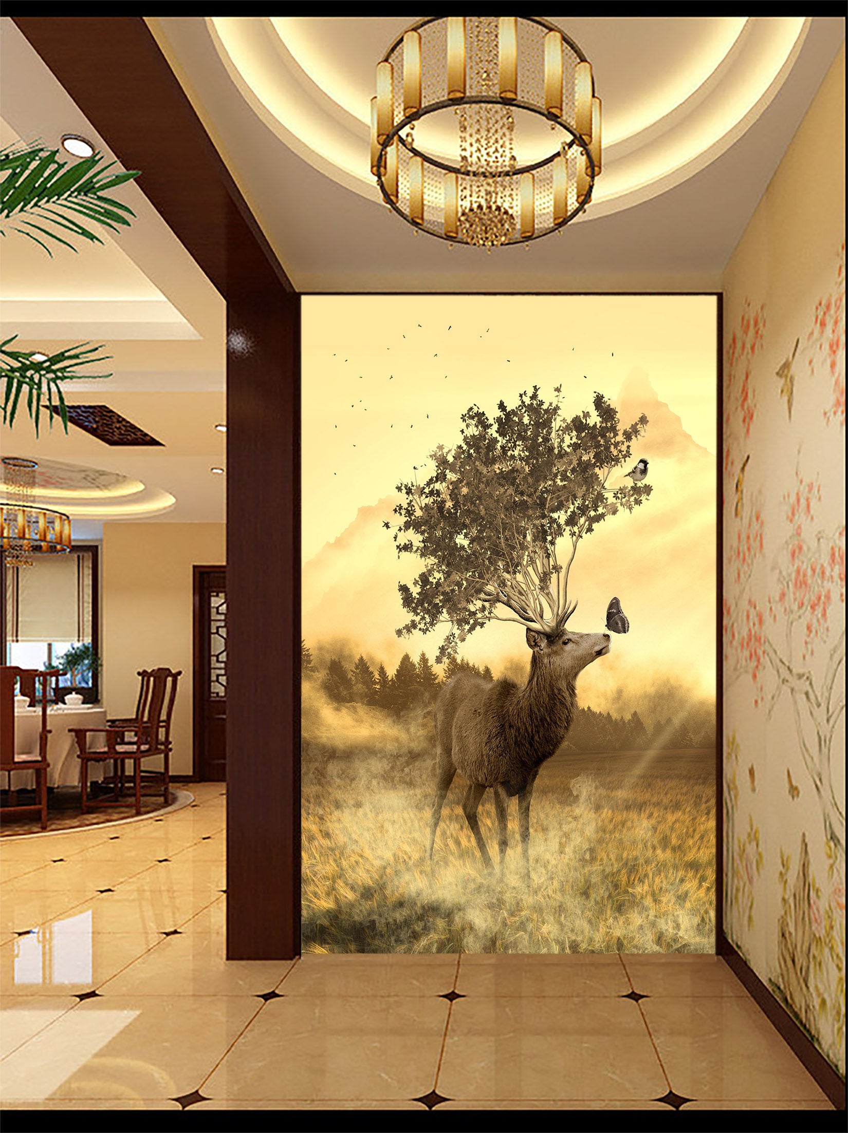 3D Forest Elk 1091 Wall Murals