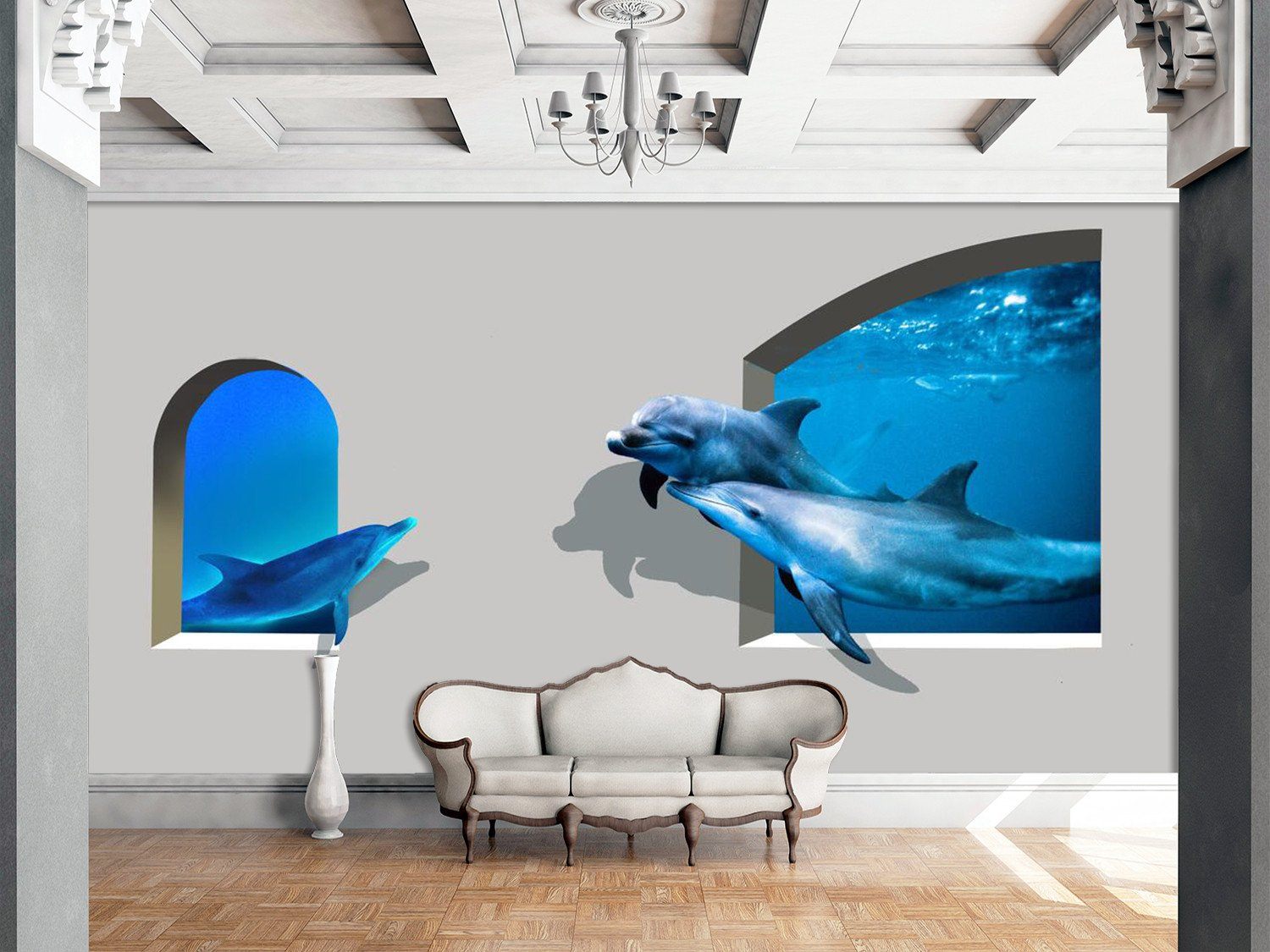 3D Blue Dolphins 36 Wallpaper AJ Wallpaper 