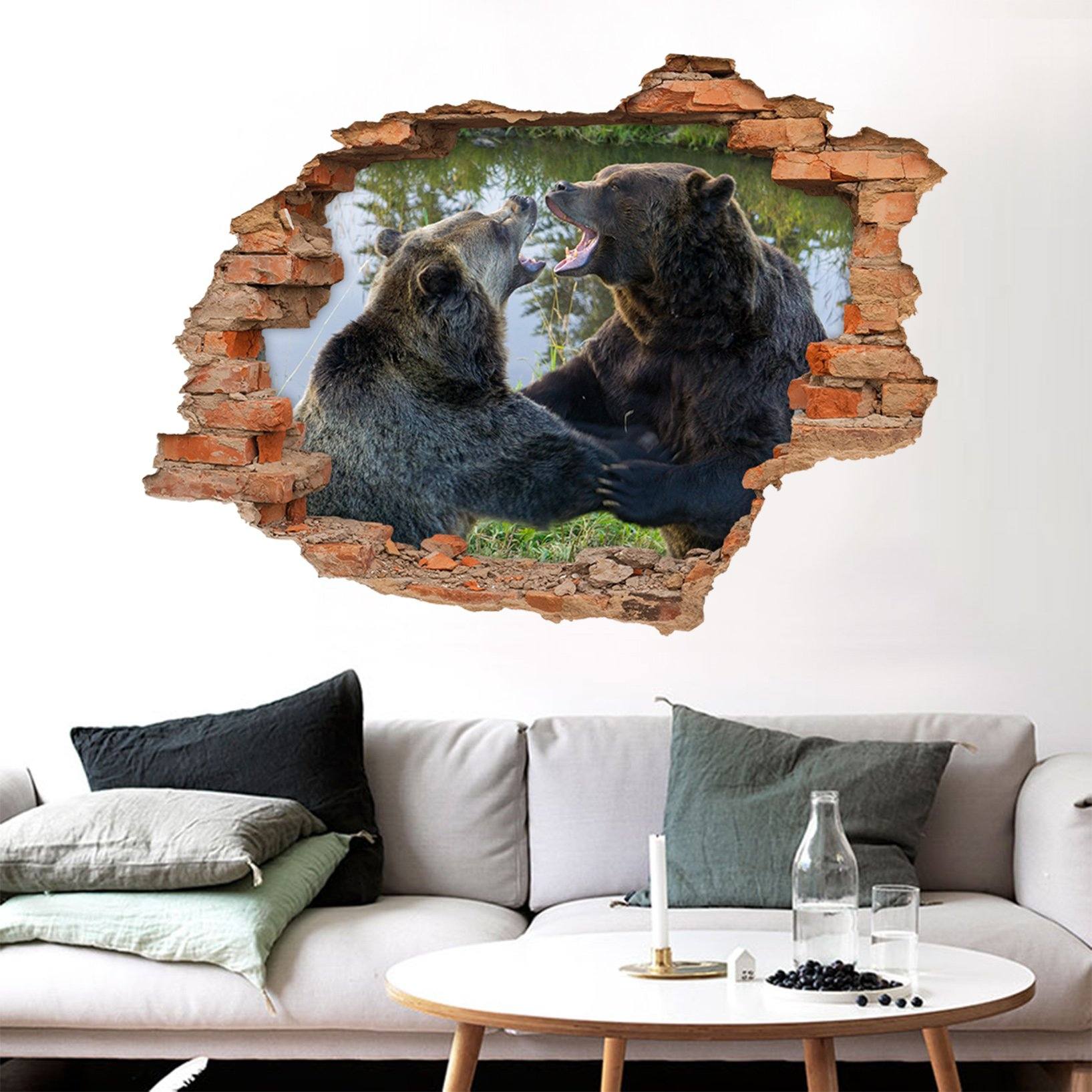 3D Funny Bears 181 Broken Wall Murals Wallpaper AJ Wallpaper 