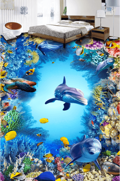 3D Colorful Sea Bottom Floor Mural Wallpaper AJ Wallpaper 2 