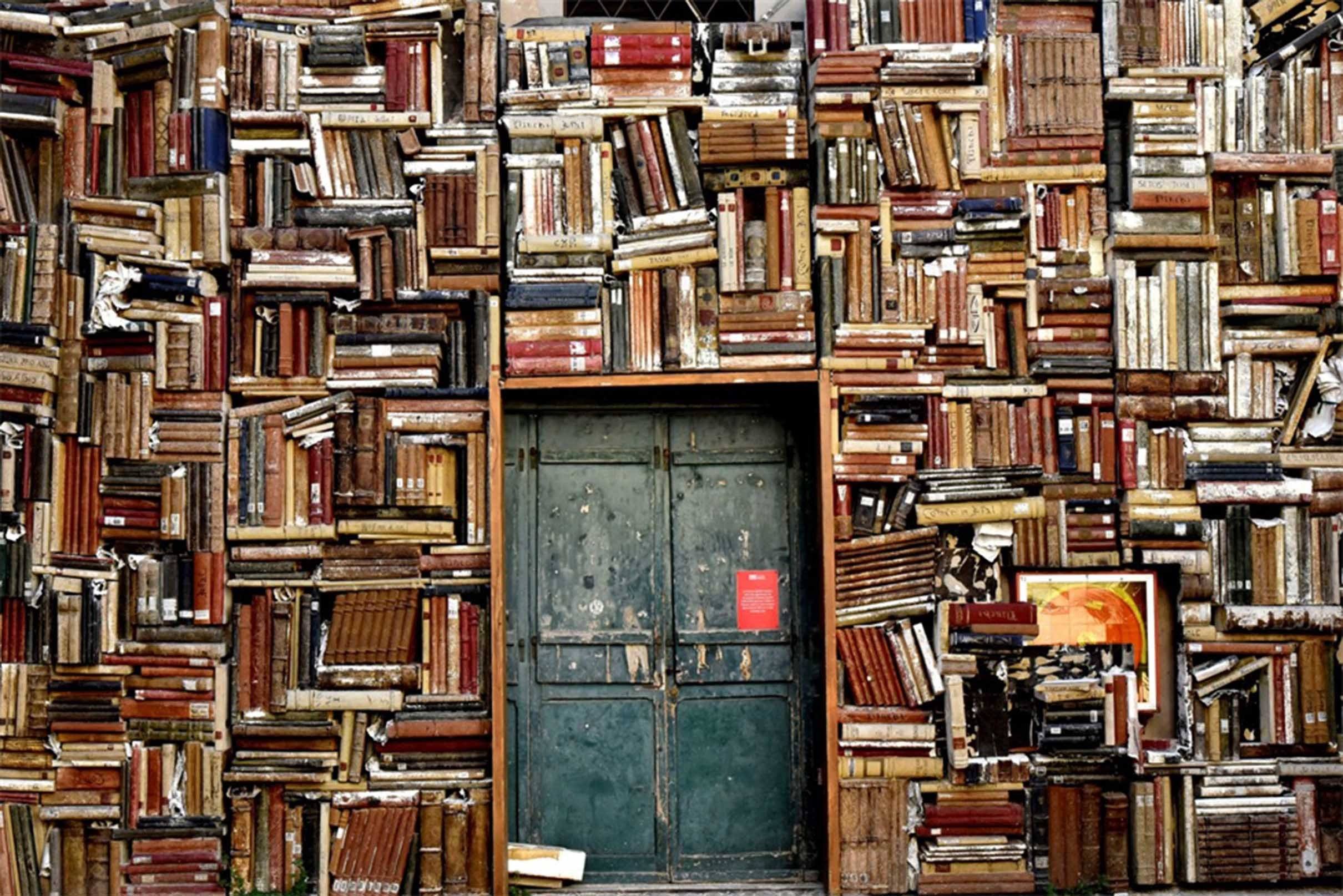 3D Room Crowded Books 304 Garage Door Mural Wallpaper AJ Wallpaper 