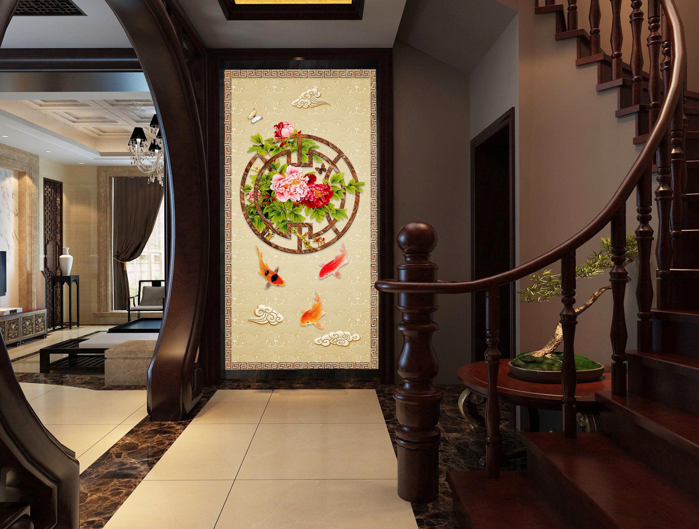 3D Lotus Pond Goldfish 3032 Wall Murals Wallpaper AJ Wallpaper 2 