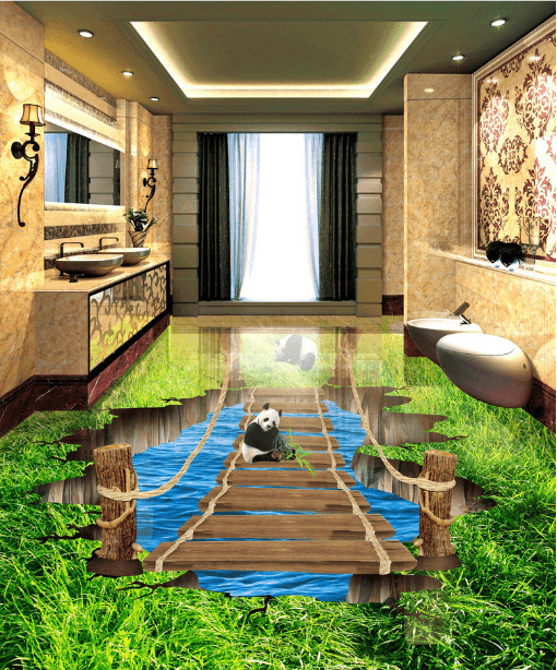 3D Cute Panda 132 Floor Mural Wallpaper AJ Wallpaper 2 
