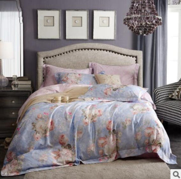 3D Light Blue Pink Flower 14126 Bed Pillowcases Quilt