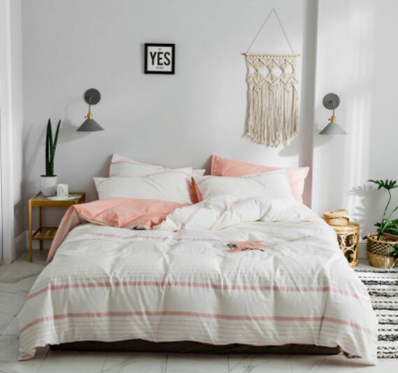3D Off-White Pink Bars 15054 Bed Pillowcases Quilt