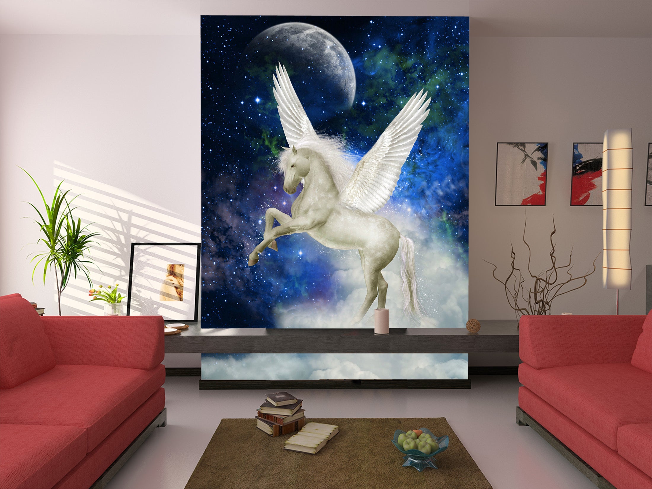 3D White Horse 1095 Wall Murals