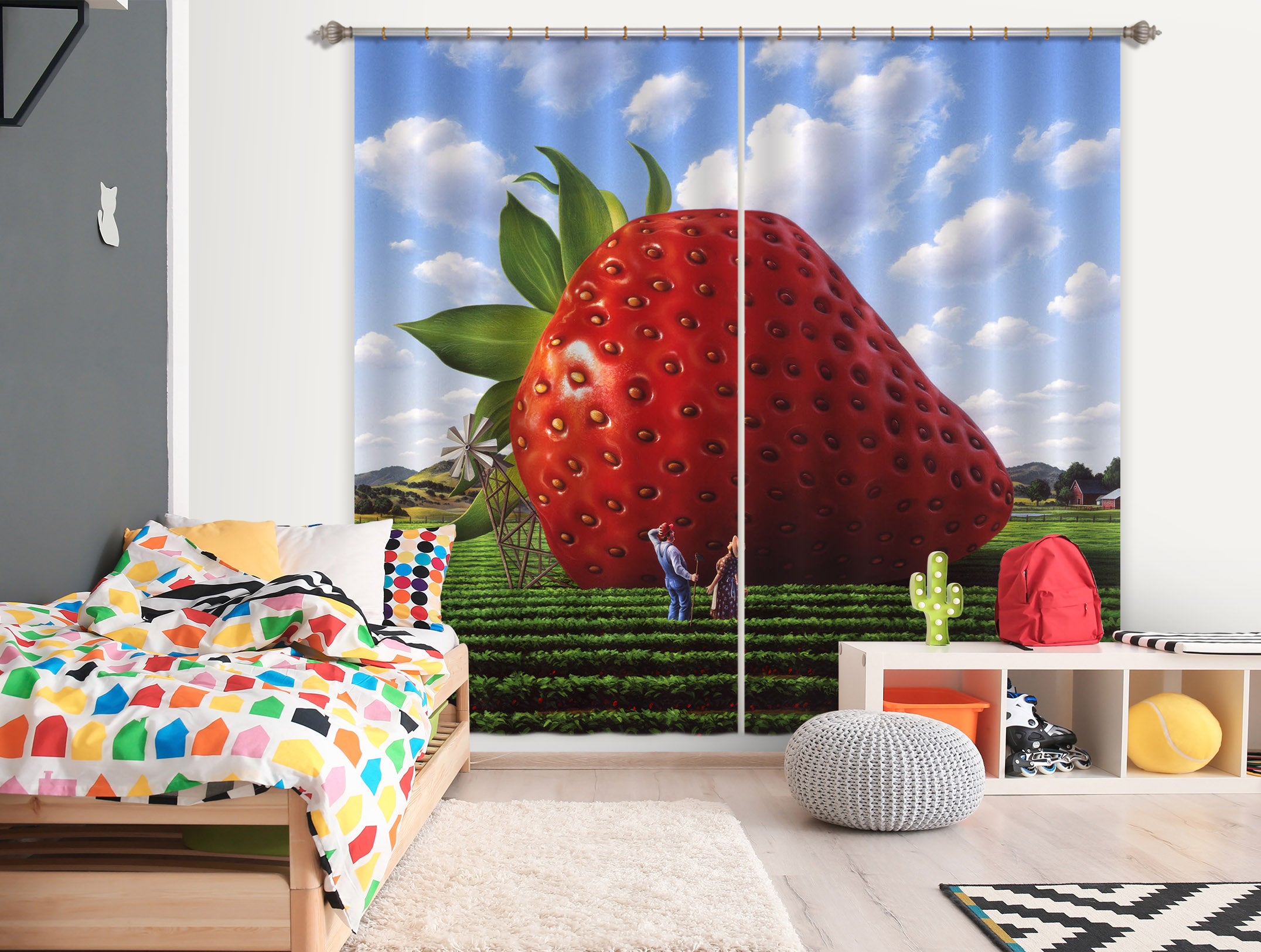 3D Giant Strawberry 86079 Jerry LoFaro Curtain Curtains Drapes
