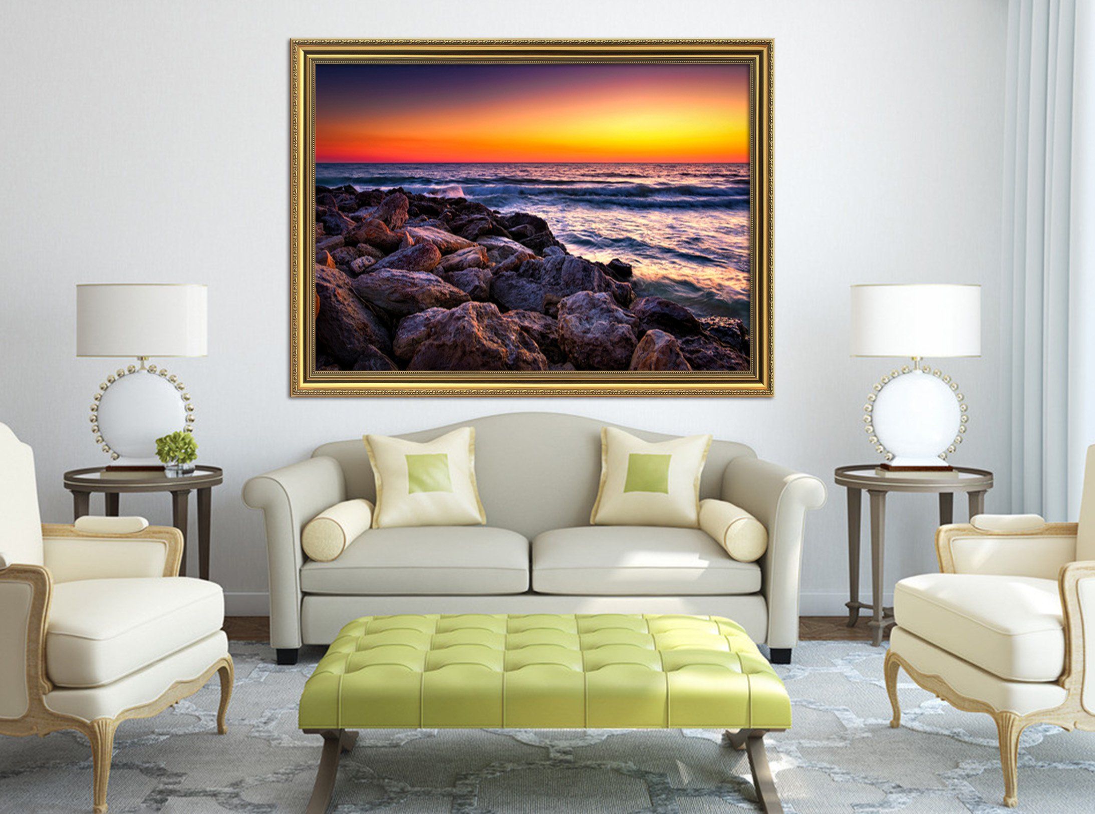 3D Dusk Waves 164 Fake Framed Print Painting Wallpaper AJ Creativity Home 